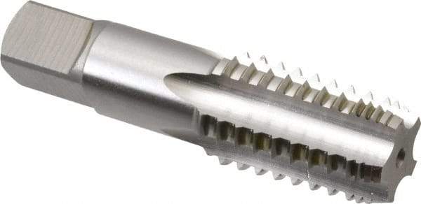 OSG - 2 - 11-1/2 NPT Thread, 7 Flute Standard Pipe Tap - 4-1/2" OAL, 1-3/4" Thread Length, 1-7/8" Shank Diam, Bright Finish, High Speed Steel - Exact Industrial Supply