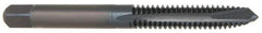 OSG - M12x1.75 Metric Coarse, 3 Flute, TiCN Finish, Powdered Metal Spiral Point Tap - Plug Chamfer, Right Hand Thread, 3-3/8" OAL, 1-21/32" Thread Length, 0.367" Shank Diam, 6H Class of Fit, Series 344NI - Exact Industrial Supply