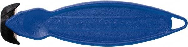 Klever Innovations - Fixed Safety Cutter - 1-1/4" Carbon Steel Blade, Blue Plastic Handle, 1 Blade Included - Industrial Tool & Supply