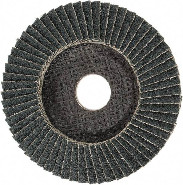 PFERD - 40 Grit, 4-1/2" Disc Diam, 7/8" Center Hole, Type 29 Zirconia Alumina Flap Disc - 13,300 Max RPM, Fiberglass Backing, Arbor Attaching System, Coated - Industrial Tool & Supply
