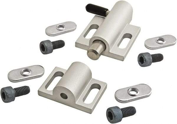 80/20 Inc. - 76mm Long x 38mm Wide x 0.66mm High, Deadbolt Latch with Side Latch - Aluminum Body with Stainless Steel Bolt, Spring & Handle, with Clear Anodized Finish - Industrial Tool & Supply