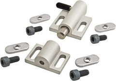 80/20 Inc. - 76mm Long x 38mm Wide x 0.66mm High, Deadbolt Latch with Side Latch - Aluminum Body with Stainless Steel Bolt, Spring & Handle, with Clear Anodized Finish - Industrial Tool & Supply