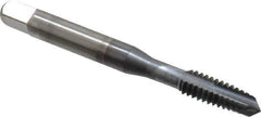 OSG - 1/4-20 UNC, 3 Flute, TiCN Finish, Vanadium High Speed Steel Spiral Point Tap - Plug Chamfer, Right Hand Thread, 2-1/2" OAL, 1" Thread Length, 0.255" Shank Diam, 2B Class of Fit - Exact Industrial Supply