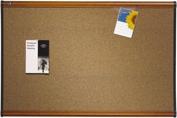 Quartet - 36" Wide x 24" High Open Cork Bulletin Board - Brown - Industrial Tool & Supply