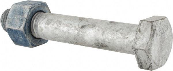 Value Collection - 1-1/8 - 7 Thread, 7" Length Under Head, Steel Hex Head Bolt - Hot Dipped Galvanized Coated, UNC Thread, ASTM A325 - Industrial Tool & Supply