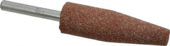 Norton - 3/4" Head Diam x 2-1/2" Thickness, A1, Cone End, Aluminum Oxide Mounted Point - Brown, Medium Grade, 60 Grit, 20,960 RPM - Industrial Tool & Supply