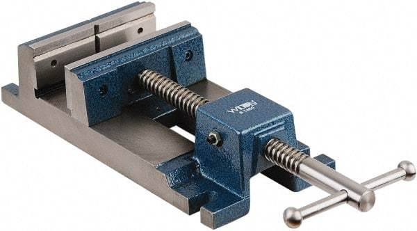 Wilton - 4-3/4" Jaw Opening Capacity x 1-1/2" Throat Depth, Horizontal Drill Press Vise - 4-1/2" Wide x 1-1/2" High Jaw, Stationary Base, Rapid Action, Steel - Industrial Tool & Supply
