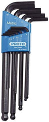 Proto - 9 Piece L-Key Ball End Hex Key Set - Hex Range 1.5 to 10mm, Carbon Steel - Industrial Tool & Supply