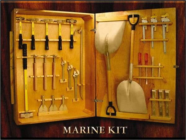 Ampco - 28 Piece Marine Tool Set - Comes in Wood Case - Industrial Tool & Supply