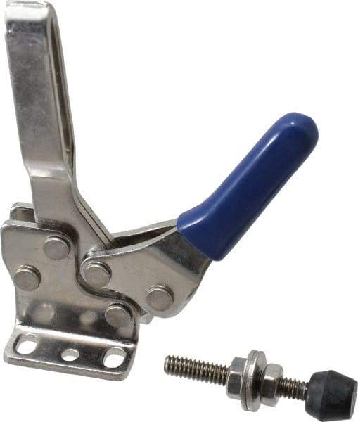Gibraltar - 250 Lb Holding Capacity, Horizontal Handle, Manual Hold Down Toggle Clamp - 61° Handle Movement, 91° Bar Opening, U-Bar, Flanged Base, Electro-Plated Zinc, Stainless Steel - Industrial Tool & Supply