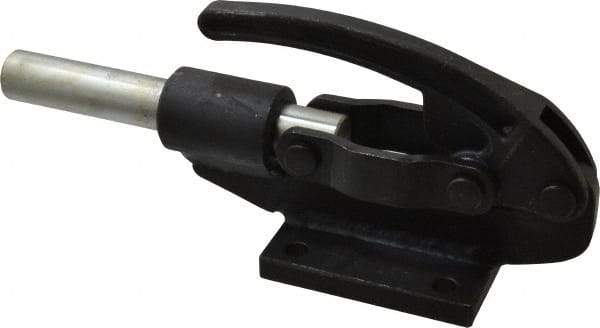 Gibraltar - 16,000 Lb Load Capacity, Flanged Base, Carbon Steel, Standard Straight Line Action Clamp - 4 Mounting Holes, 0.41" Mounting Hole Diam, 0.99" Plunger Diam, Straight Handle - Industrial Tool & Supply