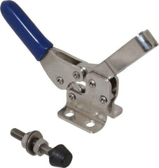 Gibraltar - 150 Lb Holding Capacity, Horizontal Handle, Manual Hold Down Toggle Clamp - 60° Handle Movement, 90° Bar Opening, U-Bar, Flanged Base, Electro-Plated Zinc, Stainless Steel - Industrial Tool & Supply