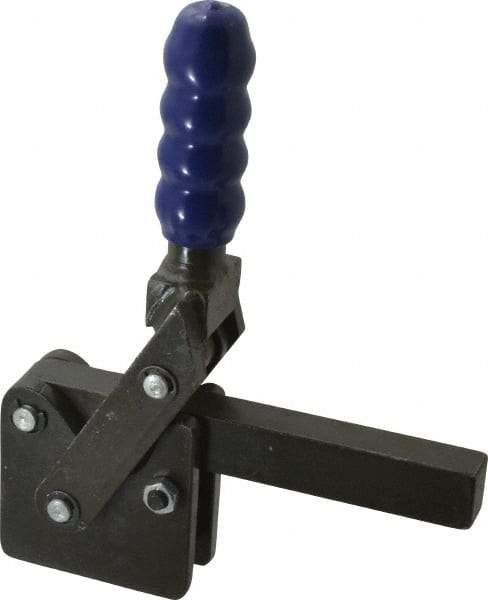Gibraltar - 2,500 Lb Holding Capacity, Vertical Handle, Manual Hold Down Toggle Clamp - 129° Handle Movement, 199° Bar Opening, Solid Bar, Straight Base, Electro-Plated Zinc, Carbon Steel - Industrial Tool & Supply