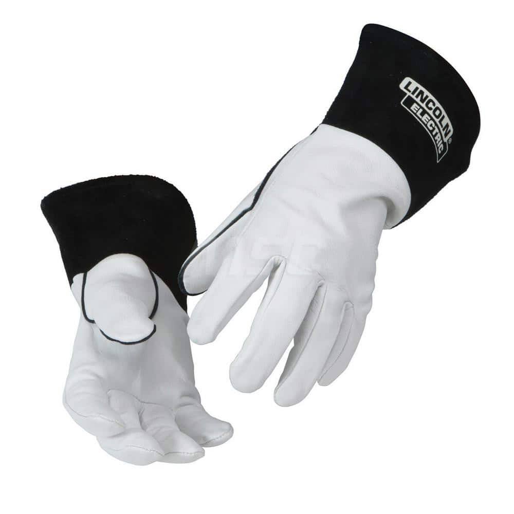 Welding Gloves: Size Medium, Uncoated, TIG Welding Application Black & White, Uncoated Coverage, Textured Grip