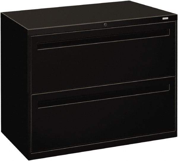 Hon - 36" Wide x 28-3/8" High x 19-1/4" Deep, 2 Drawer Lateral File - Steel, Black - Industrial Tool & Supply