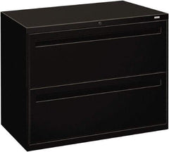 Hon - 36" Wide x 28-3/8" High x 19-1/4" Deep, 2 Drawer Lateral File - Steel, Black - Industrial Tool & Supply