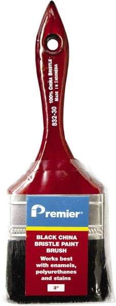 Premier Paint Roller - 3" Flat China Bristle General Purpose Paint Brush - 2-1/4" Bristle Length, 6-1/4" Wood Beavertail Handle - Industrial Tool & Supply