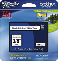 Brother - 3/8" Wide x 314.4" Long, White Plastic/Paper Tape Cassette - For Label Maker - Industrial Tool & Supply