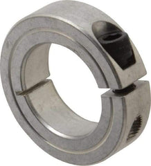 Climax Metal Products - 1-1/8" Bore, Aluminum, One Piece Clamping Shaft Collar - 1-7/8" Outside Diam, 1/2" Wide - Industrial Tool & Supply