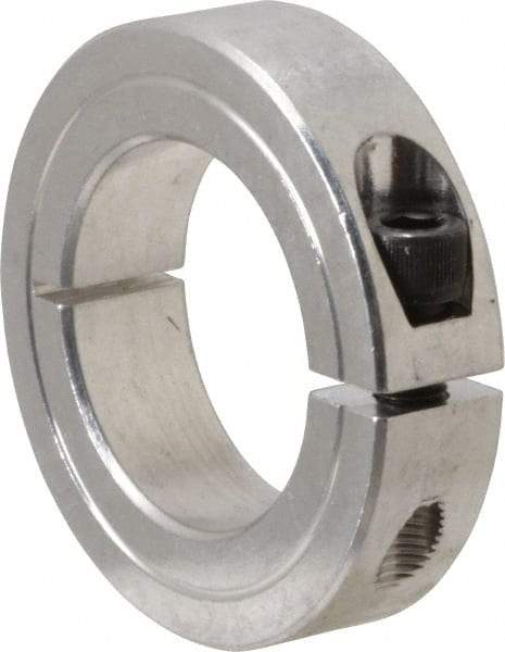 Climax Metal Products - 1-3/8" Bore, Aluminum, One Piece Clamping Shaft Collar - 2-1/4" Outside Diam, 9/16" Wide - Industrial Tool & Supply