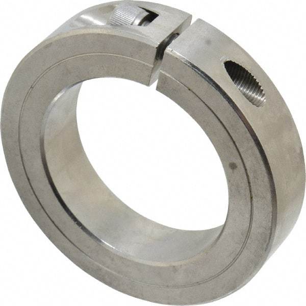 Climax Metal Products - 1-1/2" Bore, Stainless Steel, One Piece One Piece Split Shaft Collar - 2-3/8" Outside Diam, 9/16" Wide - Industrial Tool & Supply