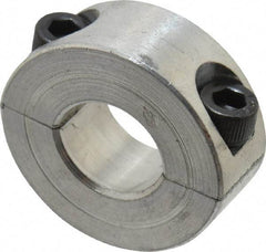 Climax Metal Products - 7/16" Bore, Aluminum, Two Piece Two Piece Split Shaft Collar - 15/16" Outside Diam, 3/8" Wide - Industrial Tool & Supply