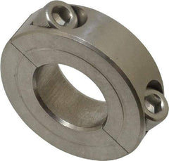 Climax Metal Products - 13/16" Bore, Stainless Steel, Two Piece Two Piece Split Shaft Collar - 1-5/8" Outside Diam, 1/2" Wide - Industrial Tool & Supply