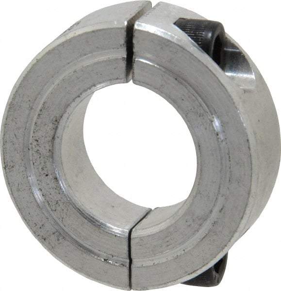 Climax Metal Products - 7/8" Bore, Aluminum, Two Piece Two Piece Split Shaft Collar - 1-5/8" Outside Diam, 1/2" Wide - Industrial Tool & Supply