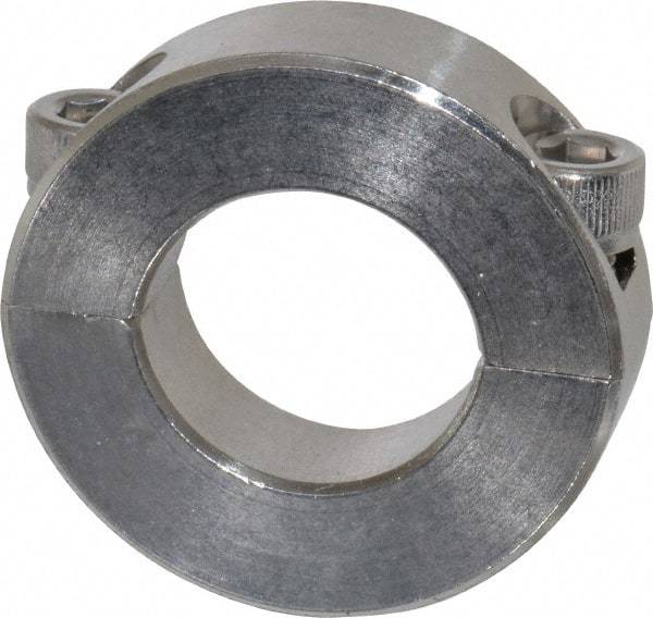 Climax Metal Products - 15/16" Bore, Stainless Steel, Two Piece Two Piece Split Shaft Collar - 1-3/4" Outside Diam, 1/2" Wide - Industrial Tool & Supply