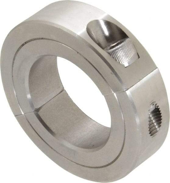 Climax Metal Products - 1-5/16" Bore, Stainless Steel, Two Piece Two Piece Split Shaft Collar - 2-1/4" Outside Diam, 9/16" Wide - Industrial Tool & Supply