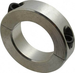 Climax Metal Products - 1-5/8" Bore, Aluminum, Two Piece Two Piece Split Shaft Collar - 2-5/8" Outside Diam, 11/16" Wide - Industrial Tool & Supply