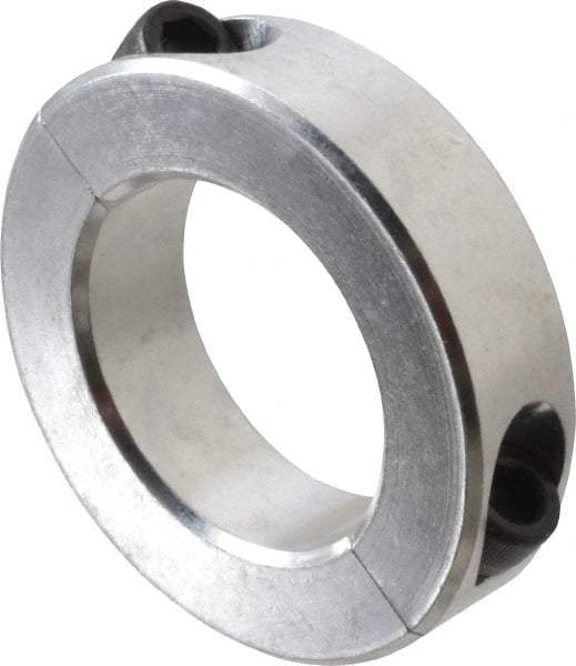 Climax Metal Products - 1-11/16" Bore, Aluminum, Two Piece Two Piece Split Shaft Collar - 2-3/4" Outside Diam, 11/16" Wide - Industrial Tool & Supply