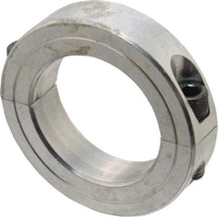 Climax Metal Products - 1-15/16" Bore, Aluminum, Two Piece Two Piece Split Shaft Collar - 3" Outside Diam, 11/16" Wide - Industrial Tool & Supply