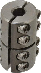 Climax Metal Products - 1/4" Inside x 5/8" Outside Diam, Two Piece Rigid Coupling without Keyway - 1" Long - Industrial Tool & Supply