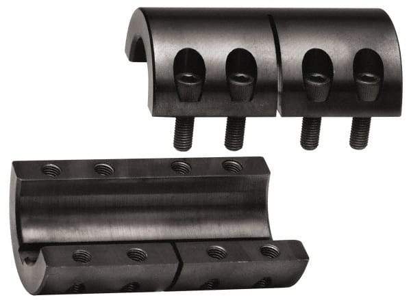 Climax Metal Products - 1/2" Inside x 1-1/8" Outside Diam, Two Piece Rigid Coupling with Keyway - 1-3/4" Long x 1/8" Keyway Width x 1/16" Keyway Depth - Industrial Tool & Supply