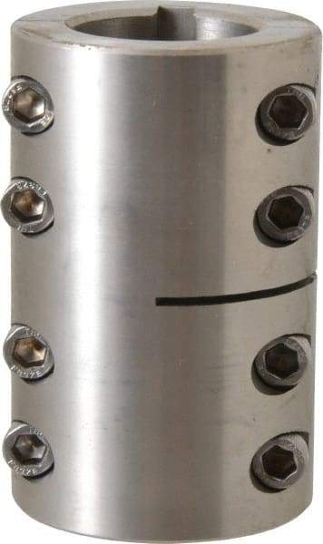 Climax Metal Products - 1-1/4" Inside x 2-1/16" Outside Diam, Two Piece Rigid Coupling with Keyway - 3-1/4" Long x 1/4" Keyway Width x 1/8" Keyway Depth - Industrial Tool & Supply