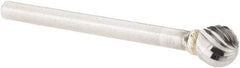 M.A. Ford - 1/4" Cut Diam, 1/8" Shank Diam, Ball Head Single Cut Burr - Carbide, Radius End, 7/32" LOC, 1-23/32" OAL - Industrial Tool & Supply