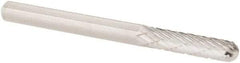 M.A. Ford - 1/8" Cut Diam, 1/8" Shank Diam, Cylinder with Radius Head Double Cut Burr - Carbide, Radius End, 9/16" LOC, 1-1/2" OAL - Industrial Tool & Supply