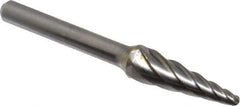 M.A. Ford - 3/8" Cut Diam, 1/4" Shank Diam, Taper Head Single Cut Burr - Carbide, Radius End, 1-1/8" LOC, 3-3/16" OAL - Industrial Tool & Supply