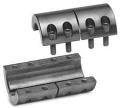 Climax Metal Products - 25mm Inside x 45mm Outside Diam, Metric Two Piece Clamping Rigid Coupling with Keyway - 75mm Long x 8mm Keyway Width x 3.3mm Keyway Depth - Industrial Tool & Supply