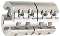 Climax Metal Products - 12mm Inside x 29mm Outside Diam, Metric Two Piece Clamping Rigid Coupling with Keyway - 45mm Long x 4mm Keyway Width x 1.8mm Keyway Depth - Industrial Tool & Supply