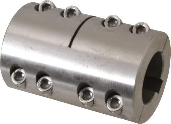 Climax Metal Products - 30mm Inside x 53mm Outside Diam, Metric Two Piece Clamping Rigid Coupling with Keyway - 83mm Long x 10mm Keyway Width x 3.3mm Keyway Depth - Industrial Tool & Supply