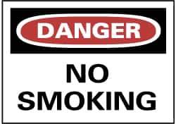 NMC - "Danger - No Smoking", 10" Long x 14" Wide, Rigid Plastic Safety Sign - Rectangle, 0.05" Thick, Use for Accident Prevention - Industrial Tool & Supply