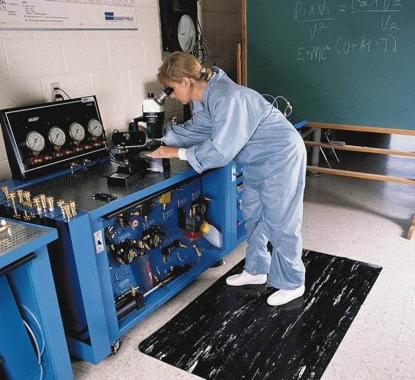 Wearwell - 3' Long x 2' Wide, Dry Environment, Anti-Fatigue Matting - Gray, Vinyl with Nitrile Blend Base, Beveled on 4 Sides - Industrial Tool & Supply