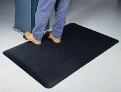 Wearwell - 3' Long x 2' Wide, Dry Environment, Anti-Fatigue Matting - Black with Yellow Borders, Vinyl with Vinyl Sponge Base, Beveled on 4 Sides - Industrial Tool & Supply