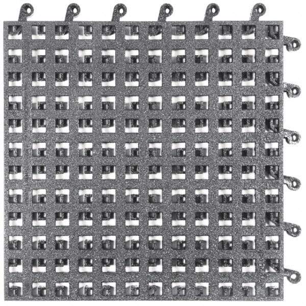Wearwell - 18" Long x 18" Wide x 7/8" Thick, Anti-Fatigue Modular Matting Solid Grid - Male & Female, 4 Interlocking Sides, Black, For Dry Areas, Series 563 - Industrial Tool & Supply