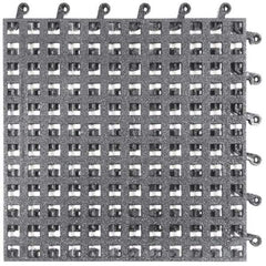 Wearwell - 18" Long x 18" Wide x 7/8" Thick, Anti-Fatigue Modular Matting Open Grid - Male & Female, 4 Interlocking Sides, Black, For Dry & Wet Areas, Series 561 - Industrial Tool & Supply