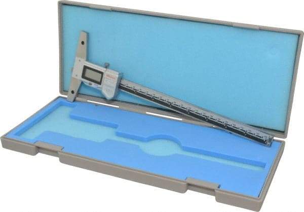 Mitutoyo - 0" to 8" Stainless Steel Electronic Depth Gage - 0.02mm Accuracy, 0.01mm Resolution, 100mm Base Length - Industrial Tool & Supply