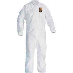 KleenGuard - Size 2XL SMS General Purpose Coveralls - White, Zipper Closure, Elastic Cuffs, Elastic Ankles, Seamless - Industrial Tool & Supply