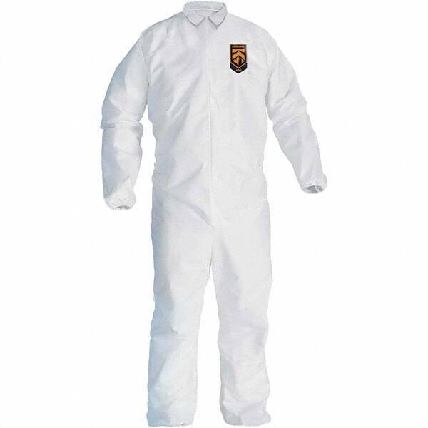 KleenGuard - Size 3XL SMS General Purpose Coveralls - White, Zipper Closure, Elastic Cuffs, Elastic Ankles, Seamless - Industrial Tool & Supply